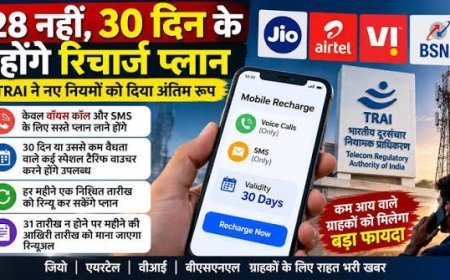 मोबाइल यूजर्स के लिए बड़ी खबर! अब 30 दिन की वैधता और बिना डेटा वाले प्लान का विकल्प