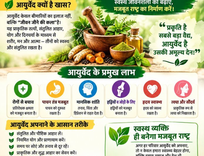 भारतीय चिकित्सा परंपरा को अपनाने और स्वस्थ जीवनशैली की ओर बढ़ने का संदेश।